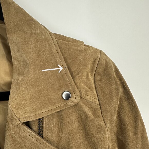 Current‎ Air Genuine Leather Suede Moto Jacket Camel Tan Small - Picture 9 of 10